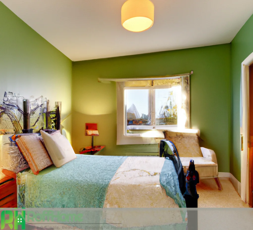 bedroom with green walls