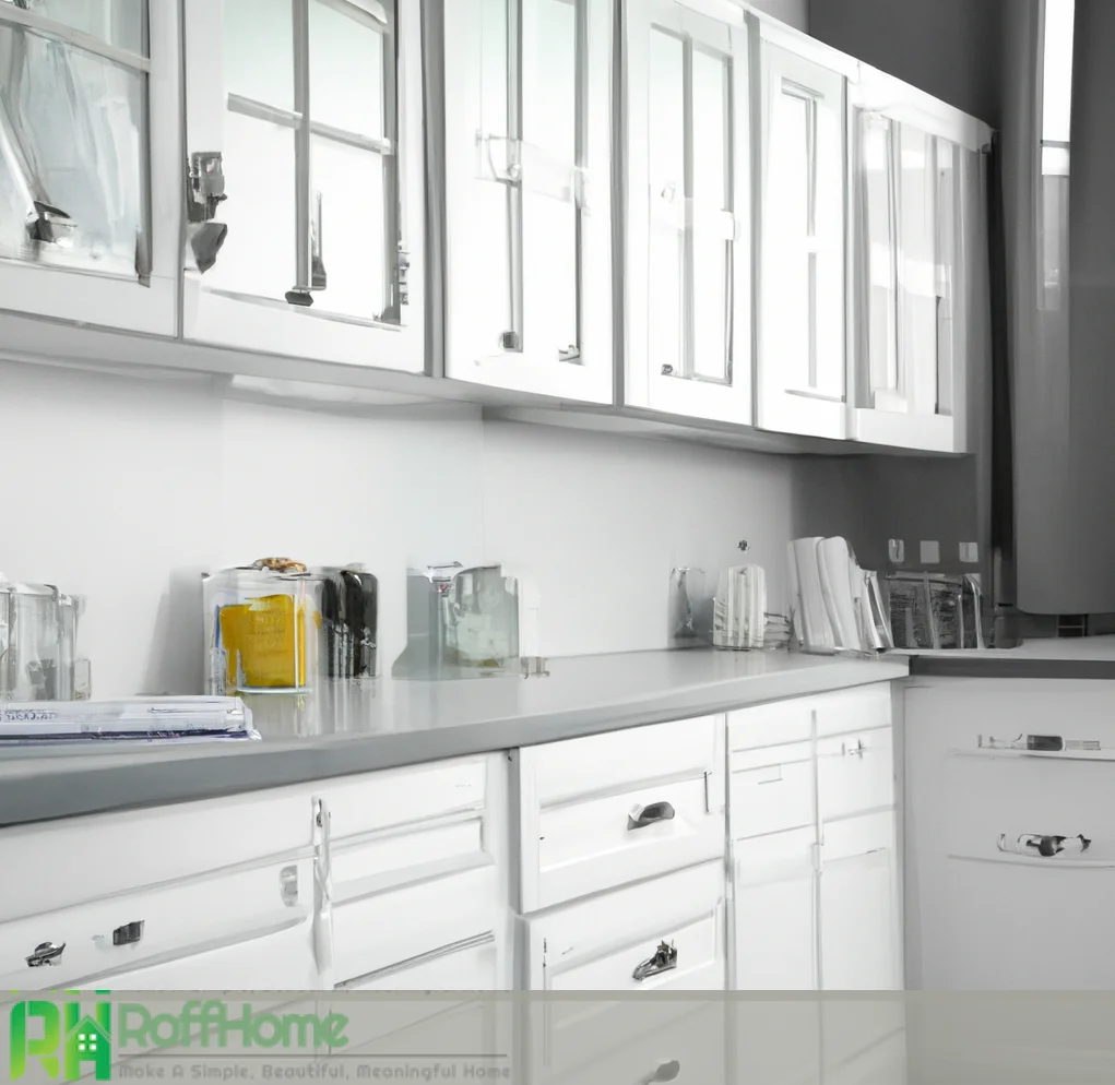 Modern Elegance: White Cabinets and Gray Countertop for a Timeless Kitchen Aesthetic