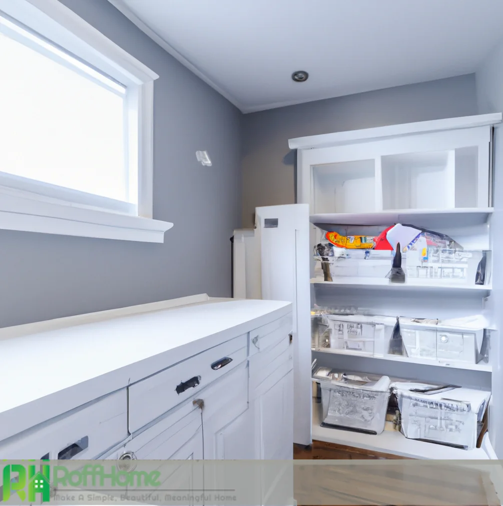 white cabinets in laundry room