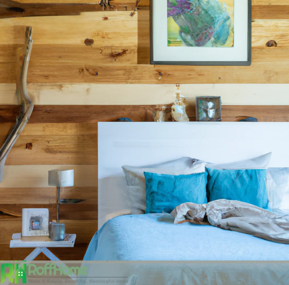 wood wall behind bed