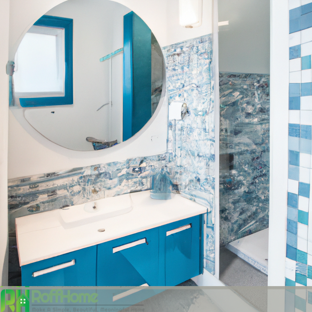 bathrooms with blue vanity